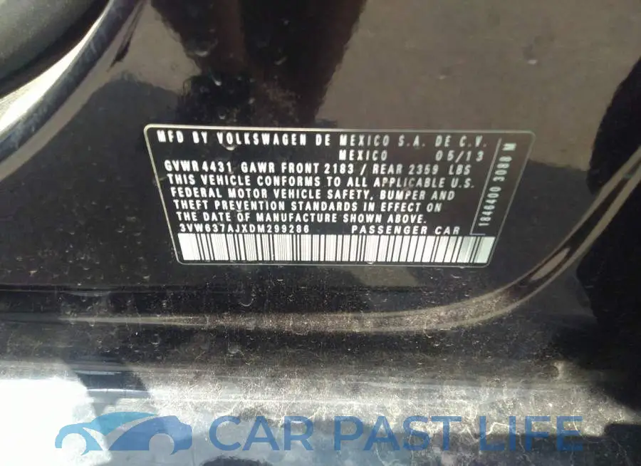 3VW637AJXDM299286# 9