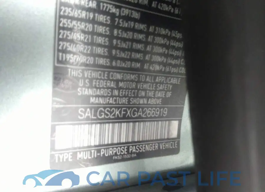 SALGS2KFXGA266919# 9