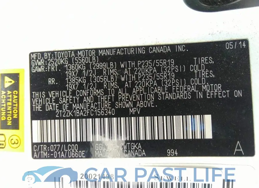 2T2ZK1BA2FC156340# 9