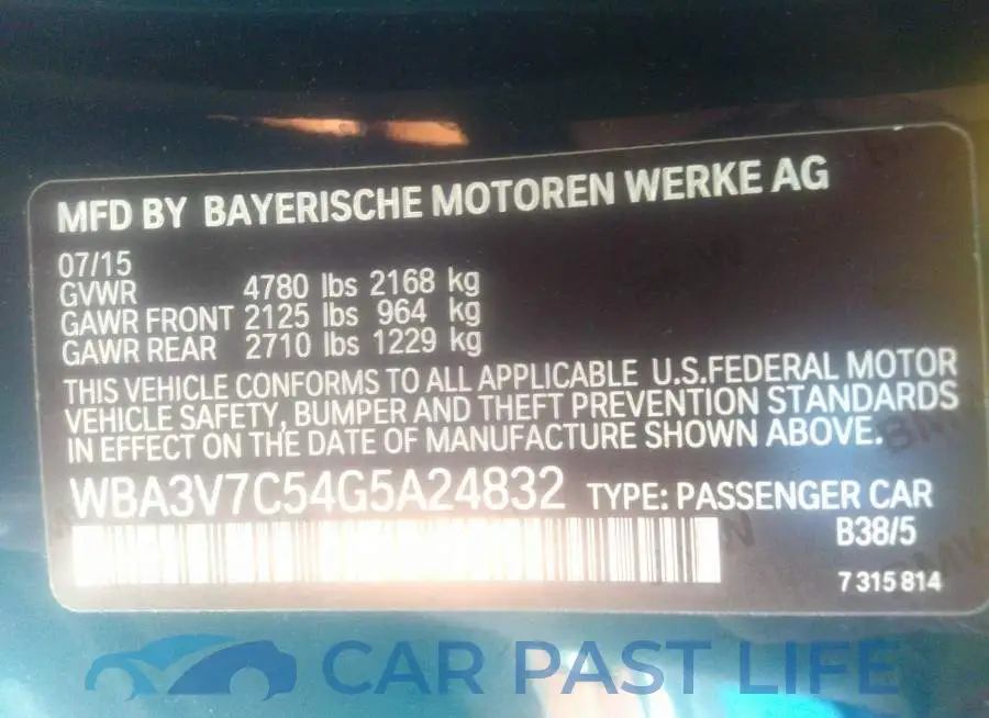 WBA3V7C54G5A24832# 9