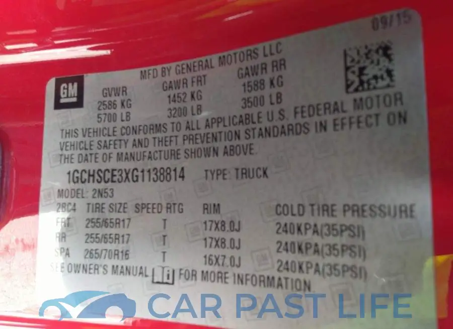 1GCHSCE3XG1138814# 9