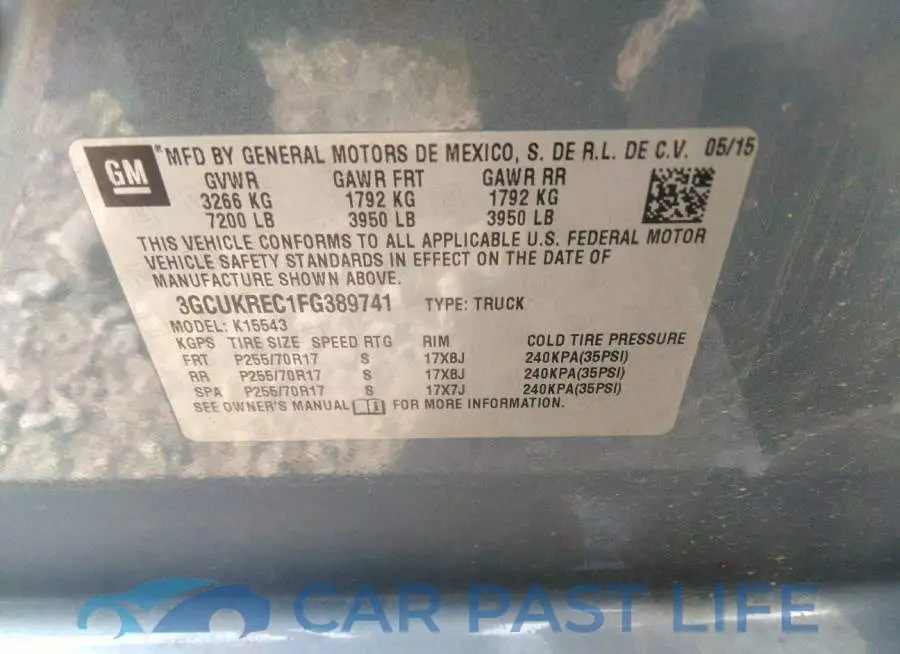 3GCUKREC1FG389741# 9
