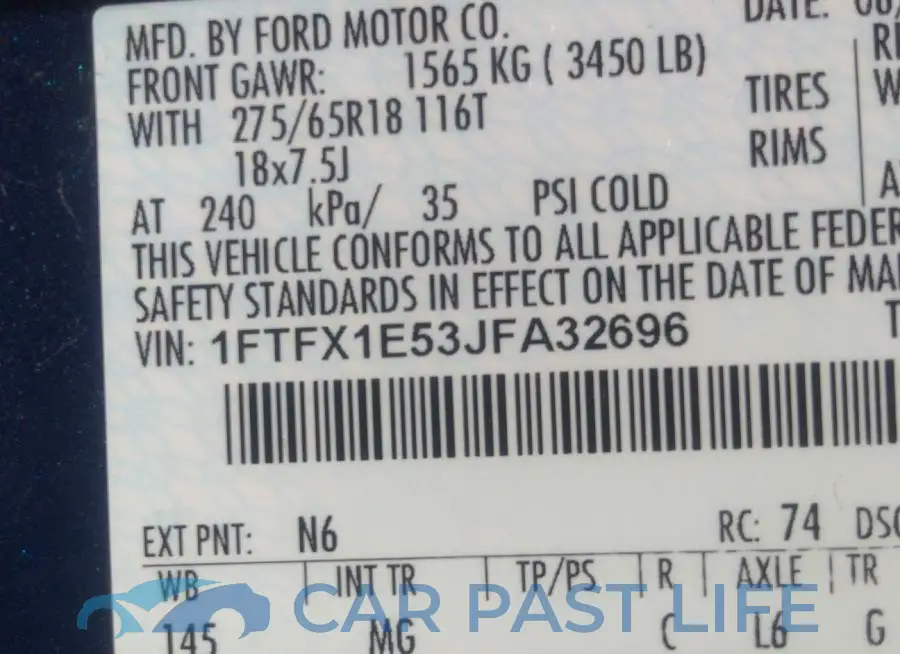 1FTFX1E53JFA32696# 9