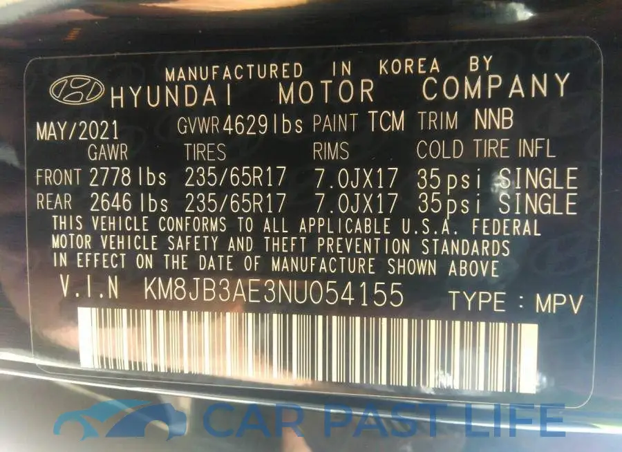 KM8JB3AE3NU054155# 9