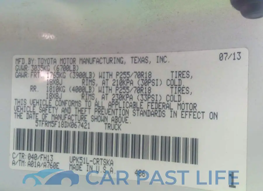 5TFRM5F18DX067421# 9