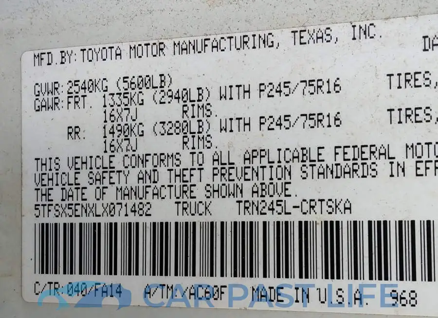 5TFSX5ENXLX071482# 9