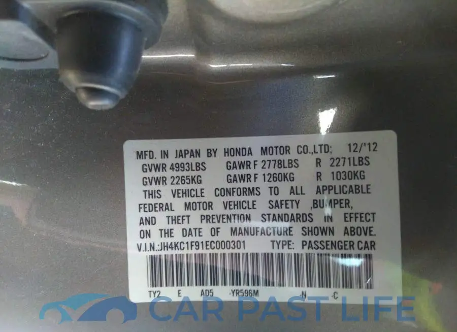 JH4KC1F91EC000301# 9