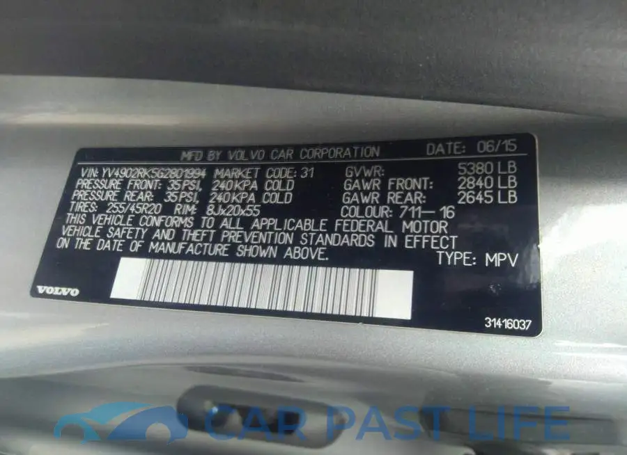 YV4902RK5G2801994# 9