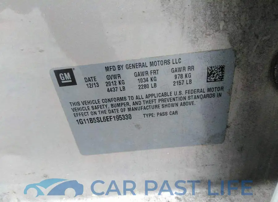 1G11B5SL6EF195330# 9