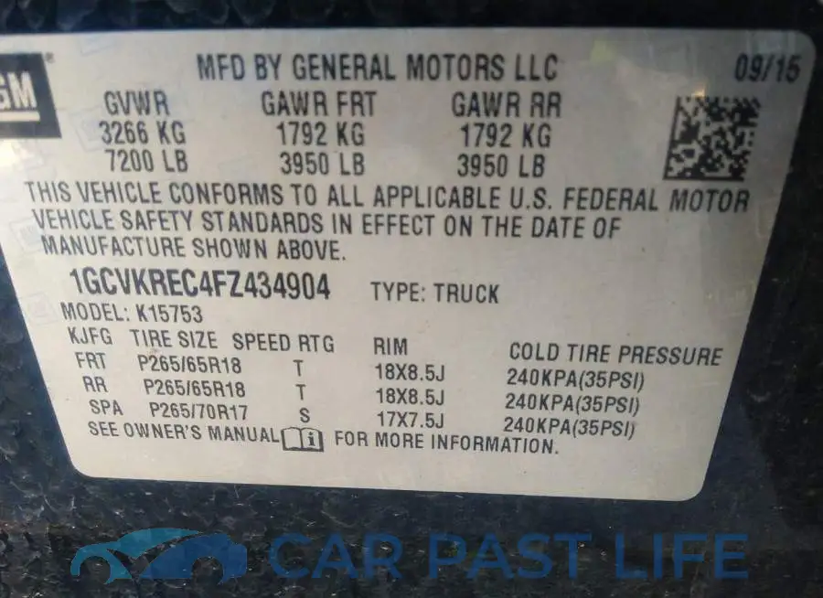 1GCVKREC4FZ434904# 9