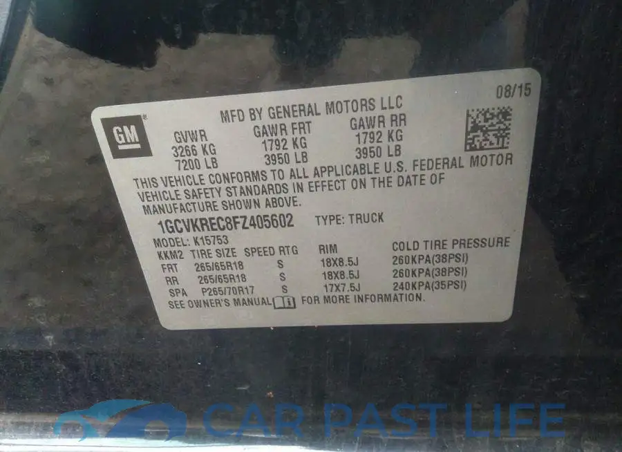 1GCVKREC8FZ405602# 9