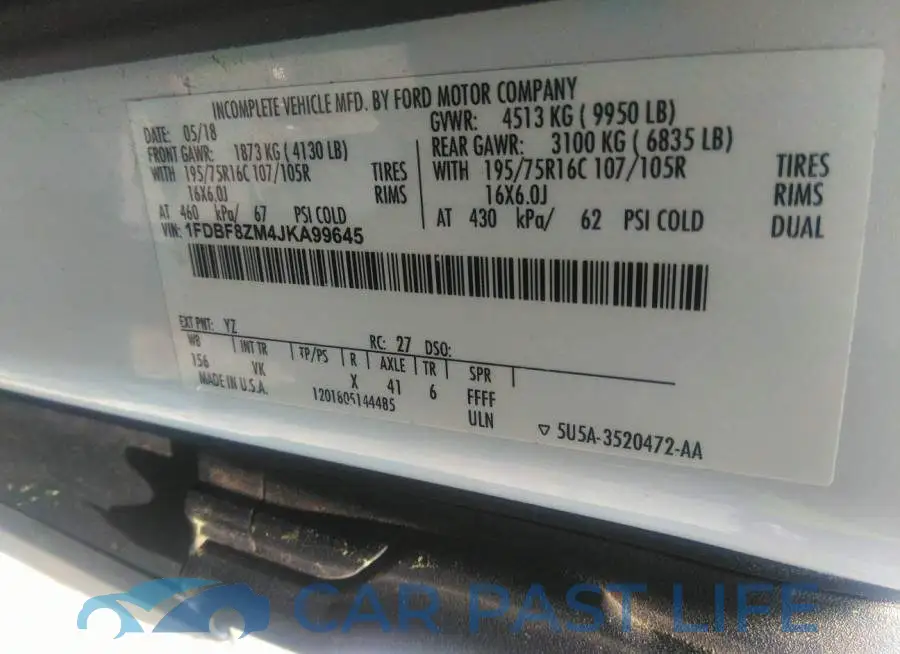 1FDBF8ZM4JKA99645# 9