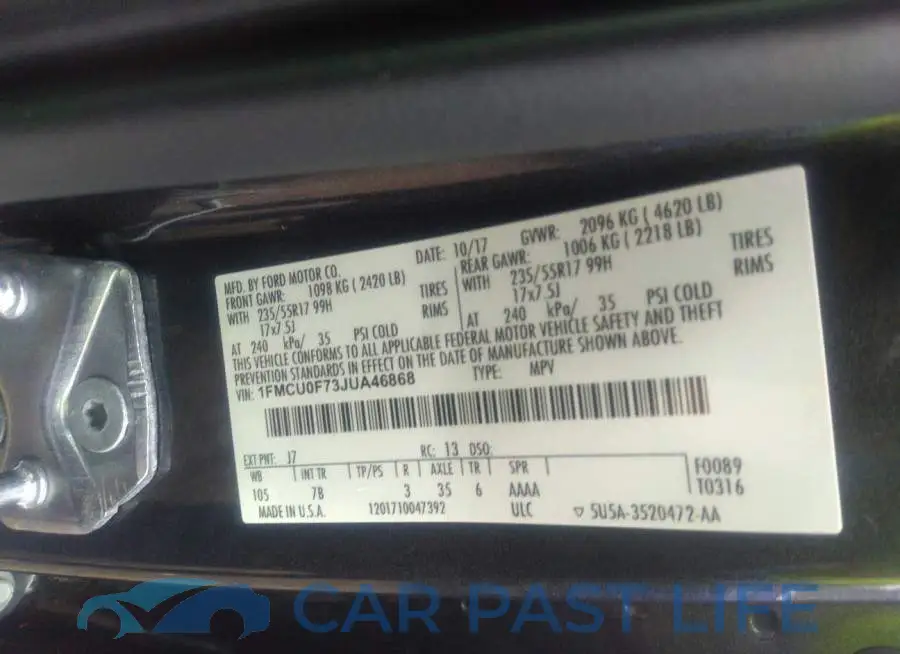 1FMCU0F73JUA46868# 9