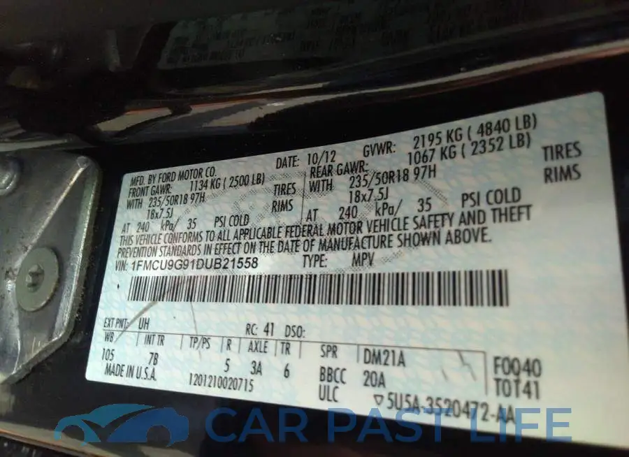 1FMCU9G91DUB21558# 9