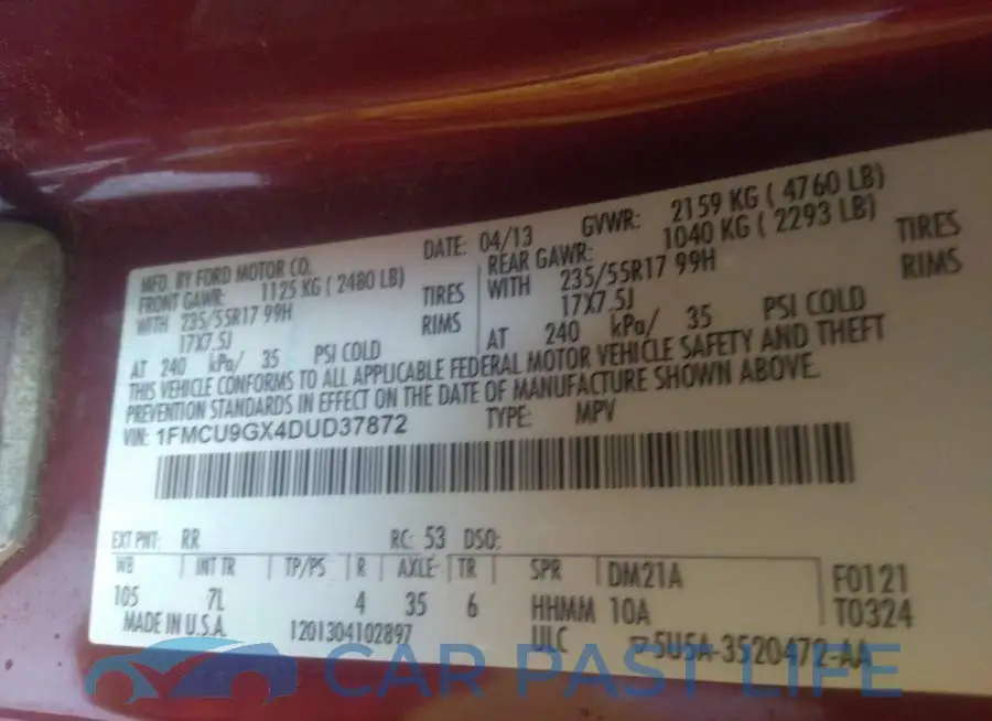 1FMCU9GX4DUD37872# 9