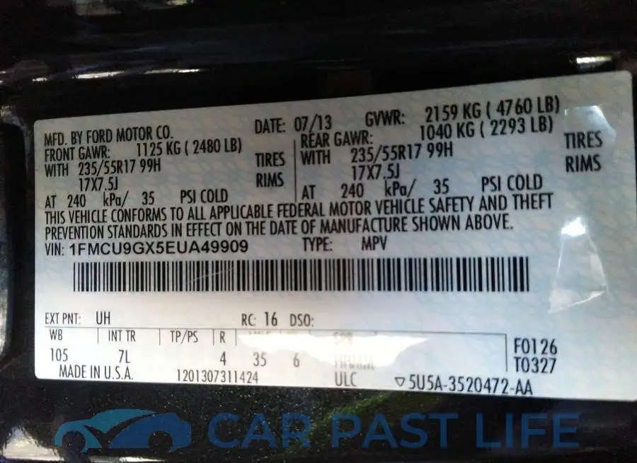 1FMCU9GX5EUA49909# 9