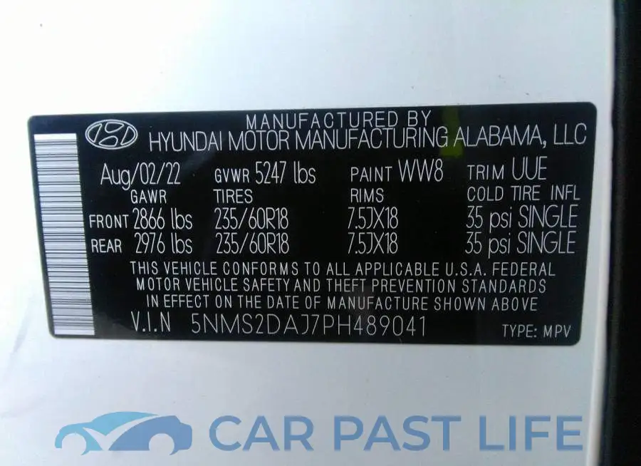 5NMS2DAJ7PH489041# 9