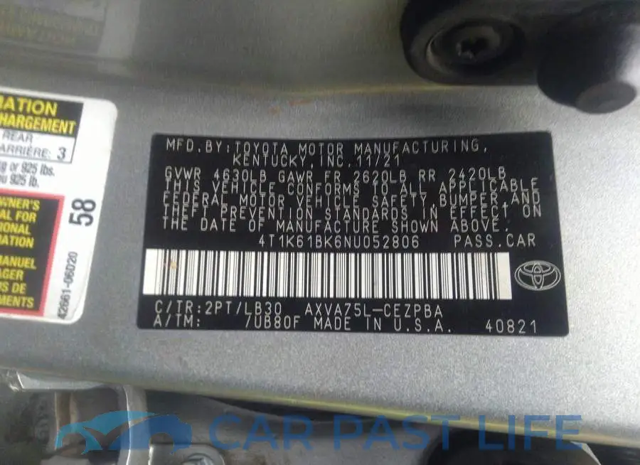 4T1K61BK6NU052806# 9