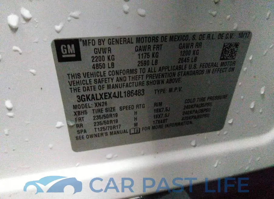3GKALXEX4JL186483# 9