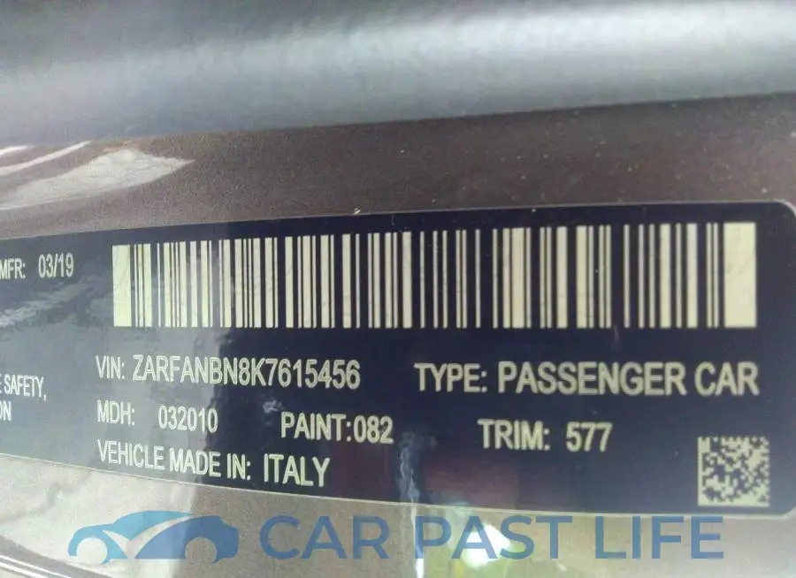 ZARFANBN8K7615456# 9