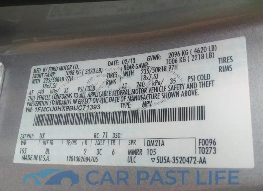 1FMCU0HX9DUC71393# 9