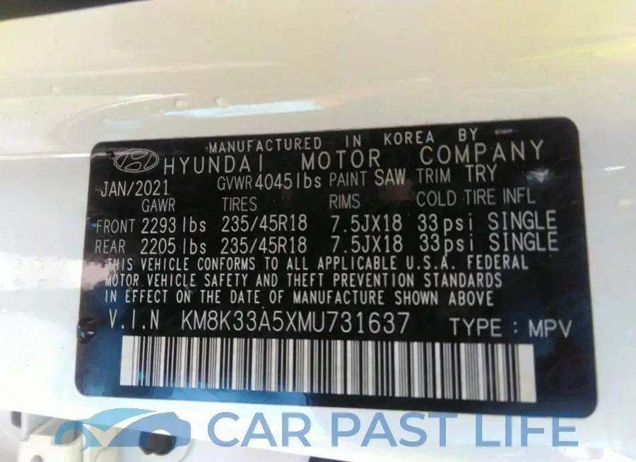 KM8K33A5XMU731637# 9