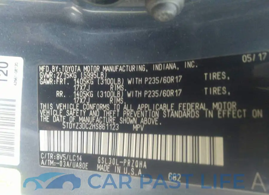 5TDYZ3DC2HS861123# 9