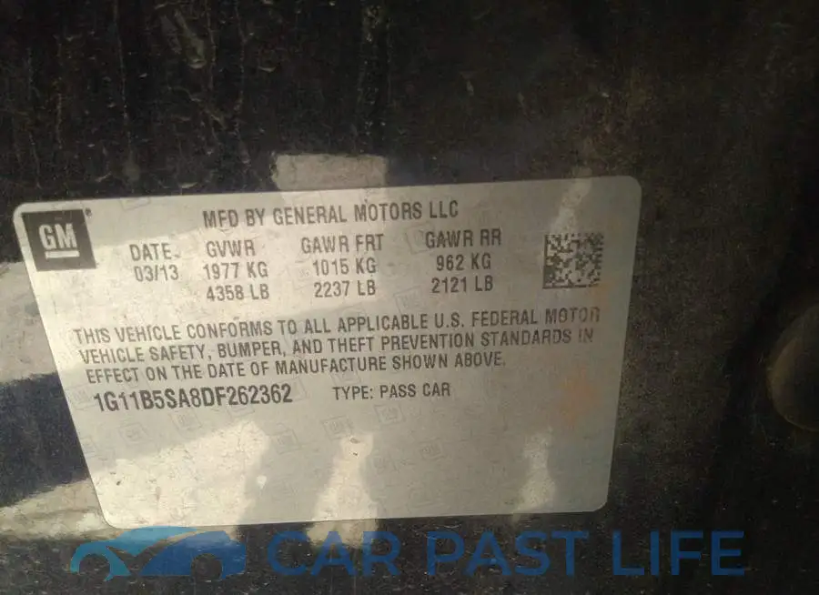 1G11B5SA8DF262362# 9