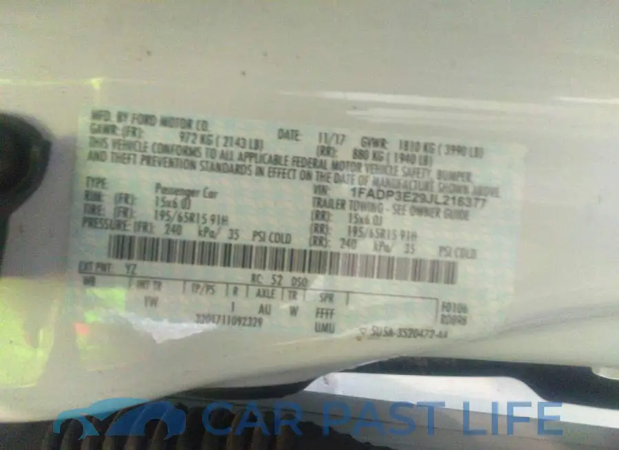 1FADP3E29JL216377# 9