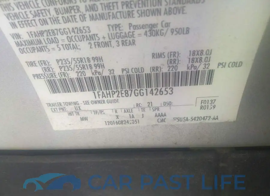 1FAHP2E87GG142653# 9