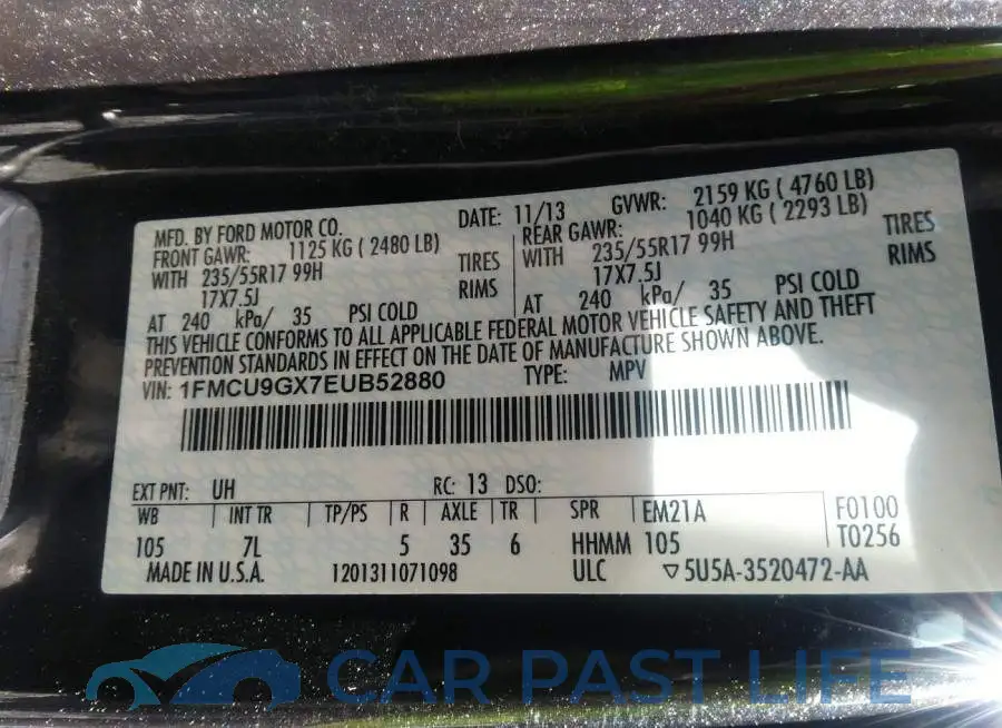 1FMCU9GX7EUB52880# 9