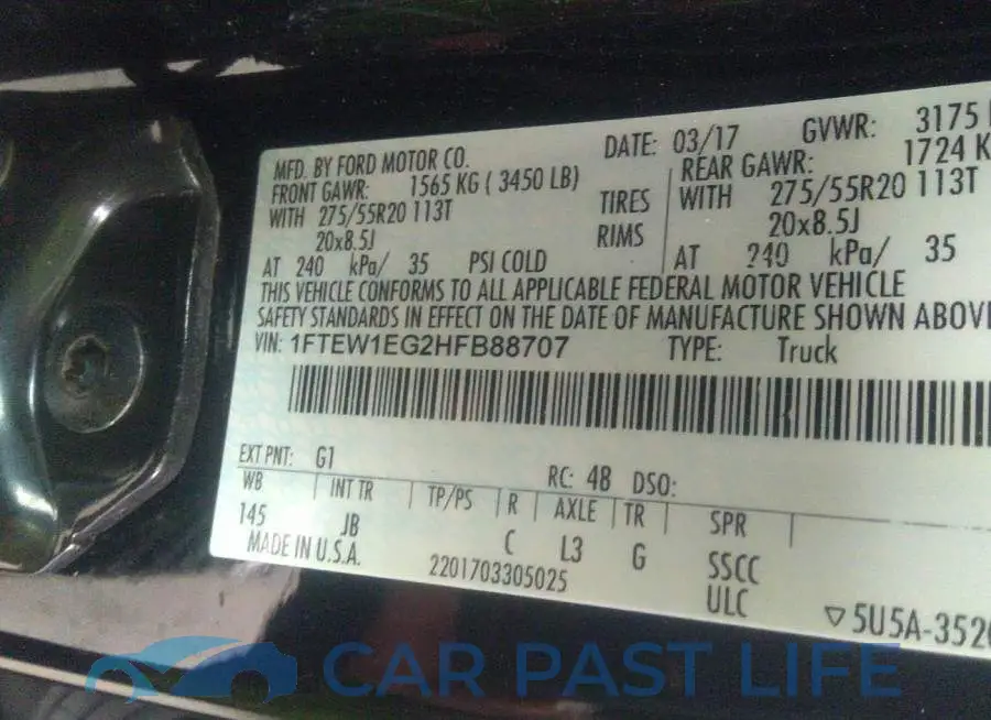 1FTEW1EG2HFB88707# 9