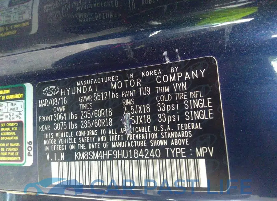 KM8SM4HF9HU184240# 9