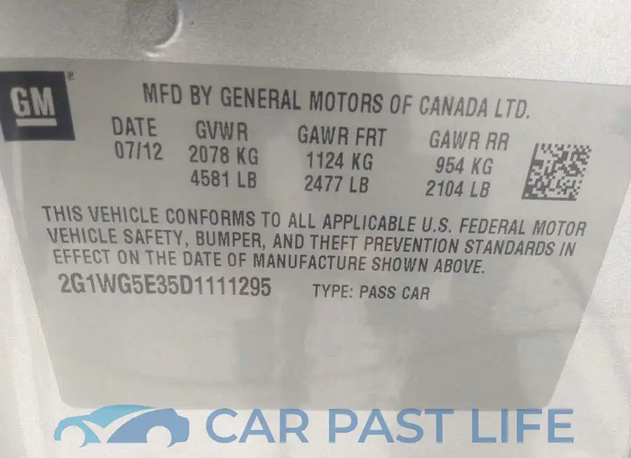 2G1WG5E35D1111295# 9