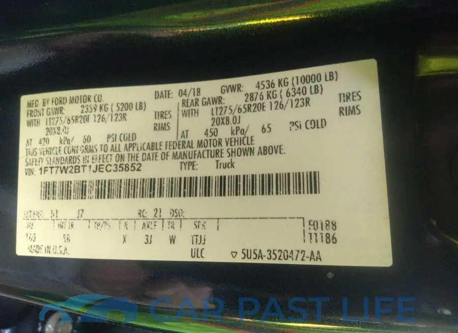 1FT7W2BT1JEC35852# 9