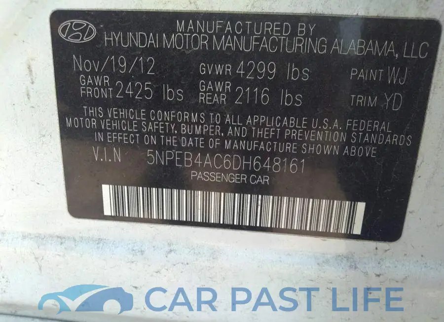 5NPEB4AC6DH648161# 9