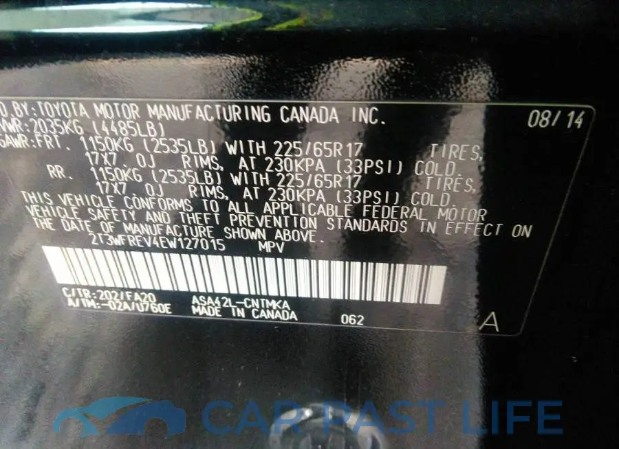 2T3WFREV4EW127015# 9