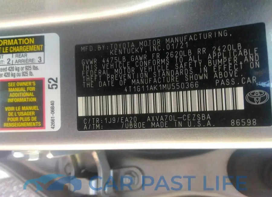 4T1G11AK1MU550366# 9