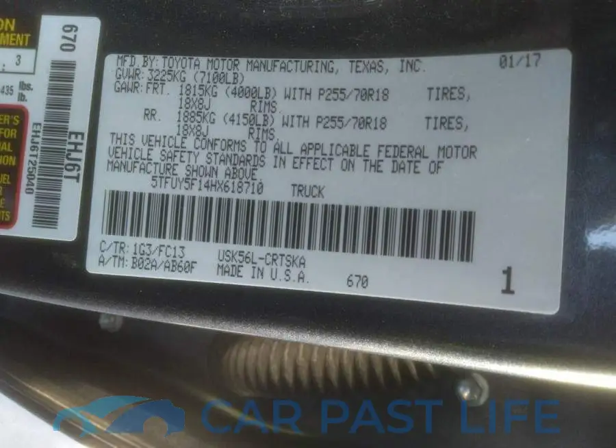 5TFUY5F14HX618710# 9