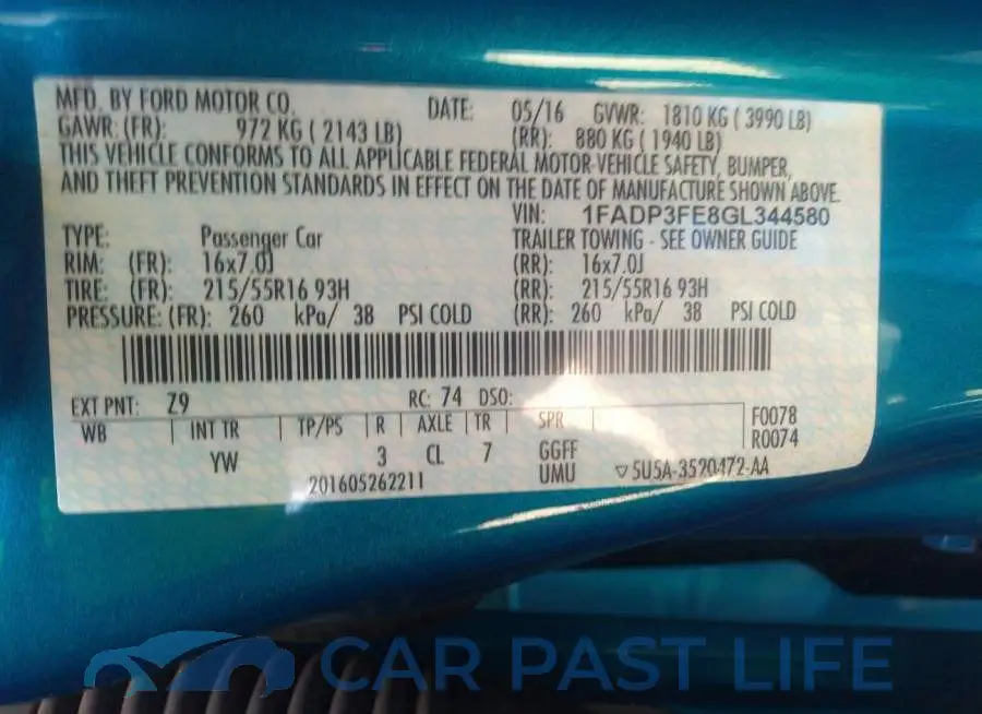 1FADP3FE8GL344580# 9