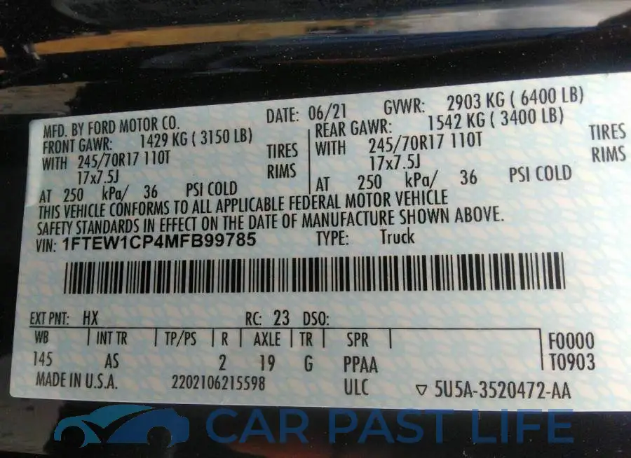 1FTEW1CP4MFB99785# 9