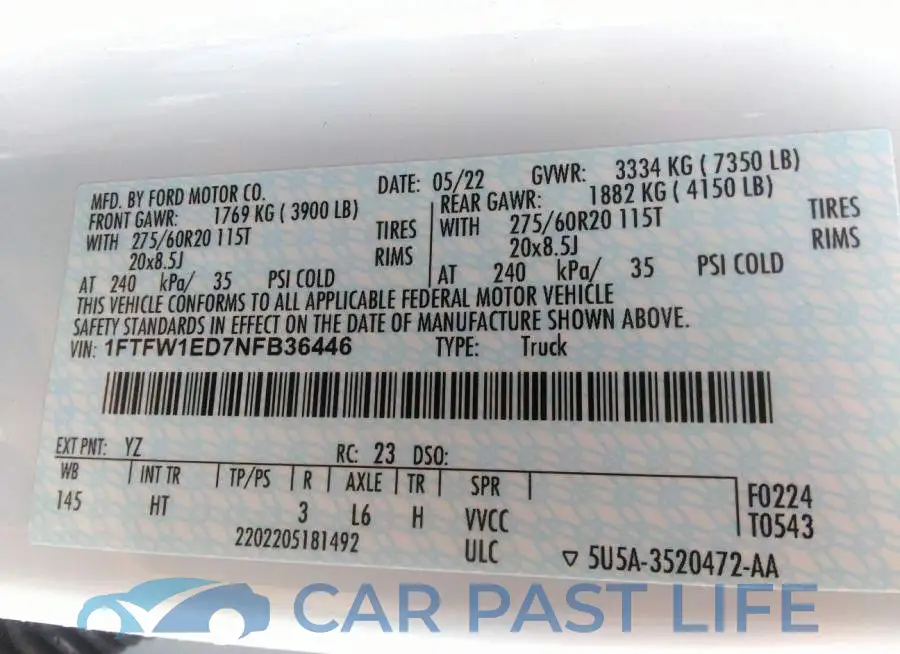 1FTFW1ED7NFB36446# 9
