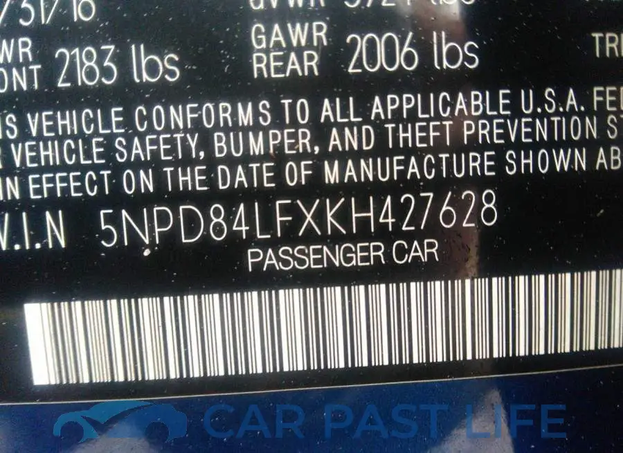 5NPD84LFXKH427628# 9