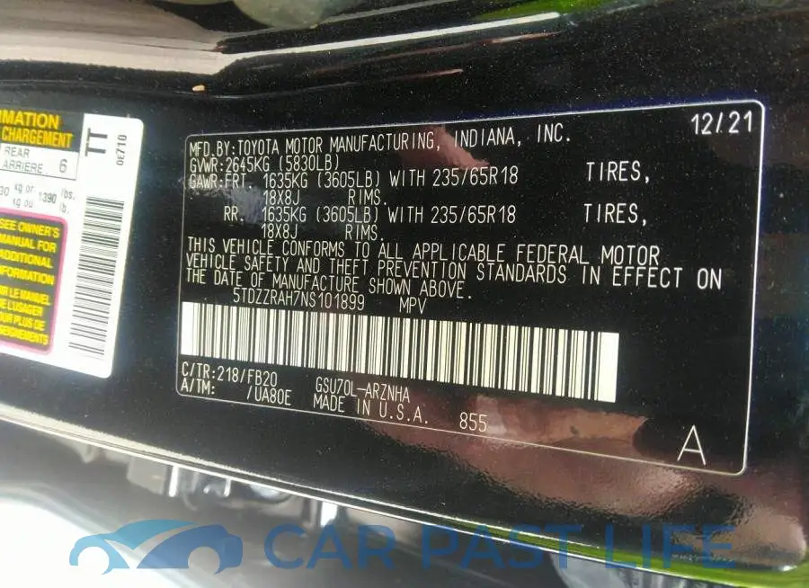5TDZZRAH7NS101899# 9