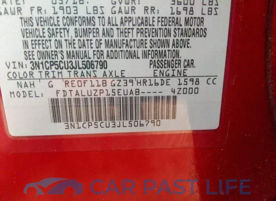3N1CP5CU3JL506790# 9