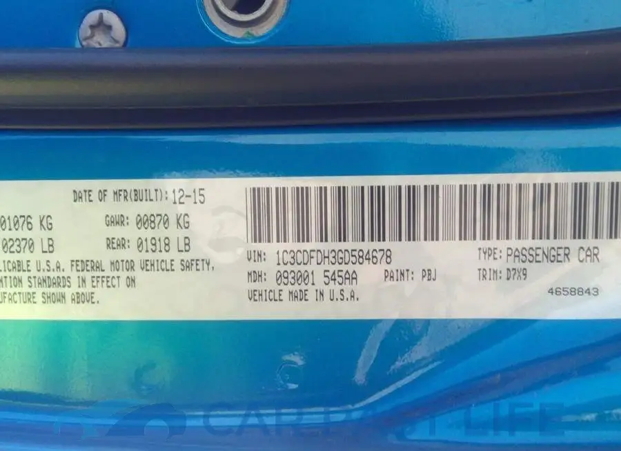 1C3CDFDH3GD584678# 9