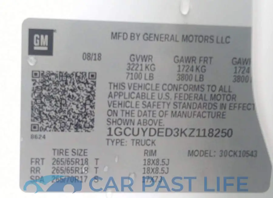 1GCUYDED3KZ118250# 9