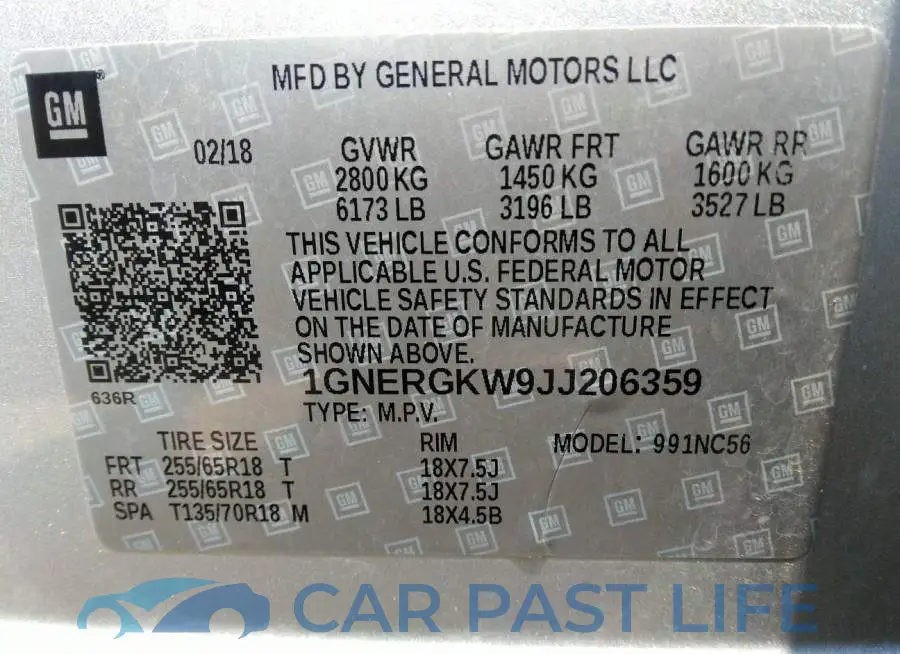 1GNERGKW9JJ206359# 9