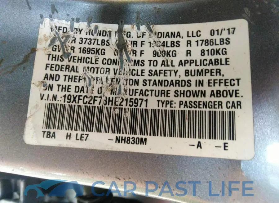 19XFC2F78HE215971# 9