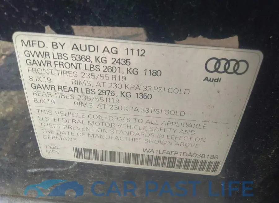 WA1LFAFP1DA038188# 9